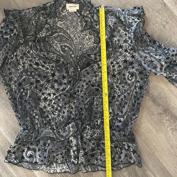 Zadig & Voltaire Tuya Star Pattern Ruffle Sleeve Blouse Top Women’s Size L Large - Picture 10 of 10